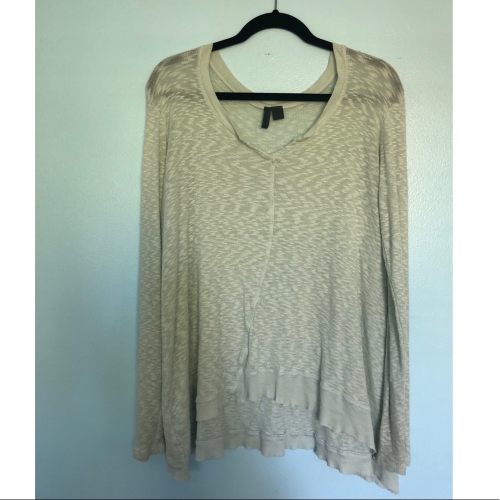 Left of Center Mint Distressed Sweater